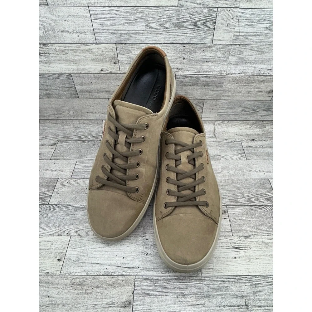 ECCO Men's Casual Sneakers Taupe Leather Lace Up Comfort Size 11 EU‎ 45